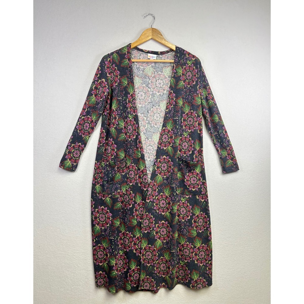 LuLaRoe Floral Print Long Sleeve Open Front‎ Cardigan Duster Size S